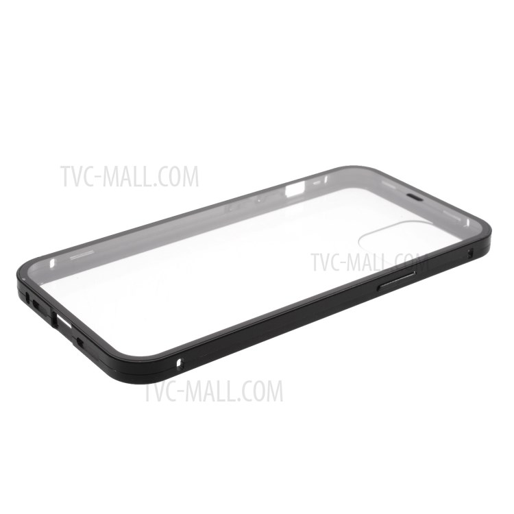 Double-sided Tempered Glass + Magnetic Metal Frame Hybrid Phone Case (Bubble Bag Package) for iPhone 12 Pro Max - Black-6