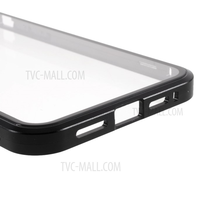 Double-sided Tempered Glass + Magnetic Metal Frame Hybrid Phone Case (Bubble Bag Package) for iPhone 12 Pro Max - Black-8