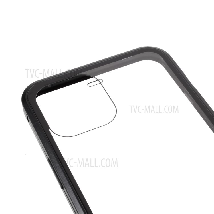 Double-sided Tempered Glass + Magnetic Metal Frame Hybrid Phone Case (Bubble Bag Package) for iPhone 12 Pro Max - Black-9