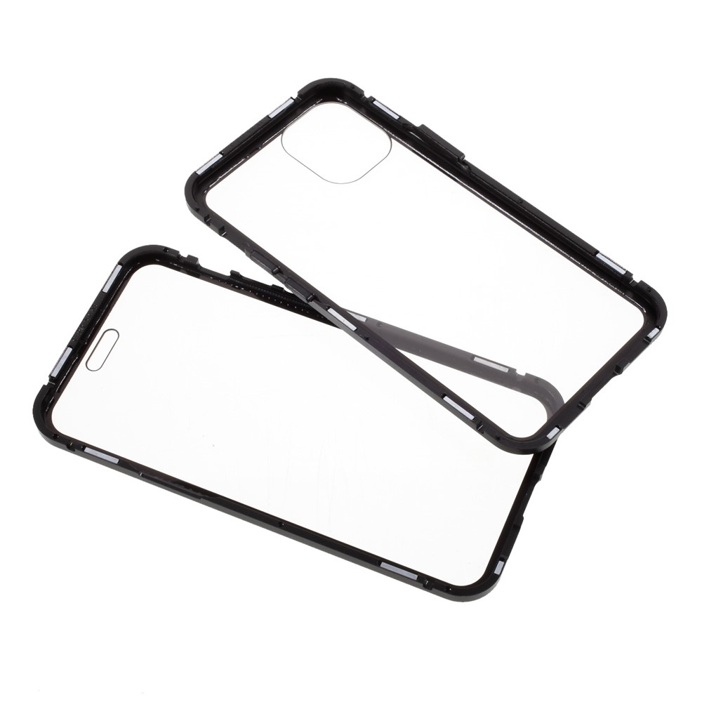 (Bubble Bag Package) Double-sided Tempered Glass + Magnetic Absorption Metal Frame Phone Case for iPhone 12 mini - Black-2