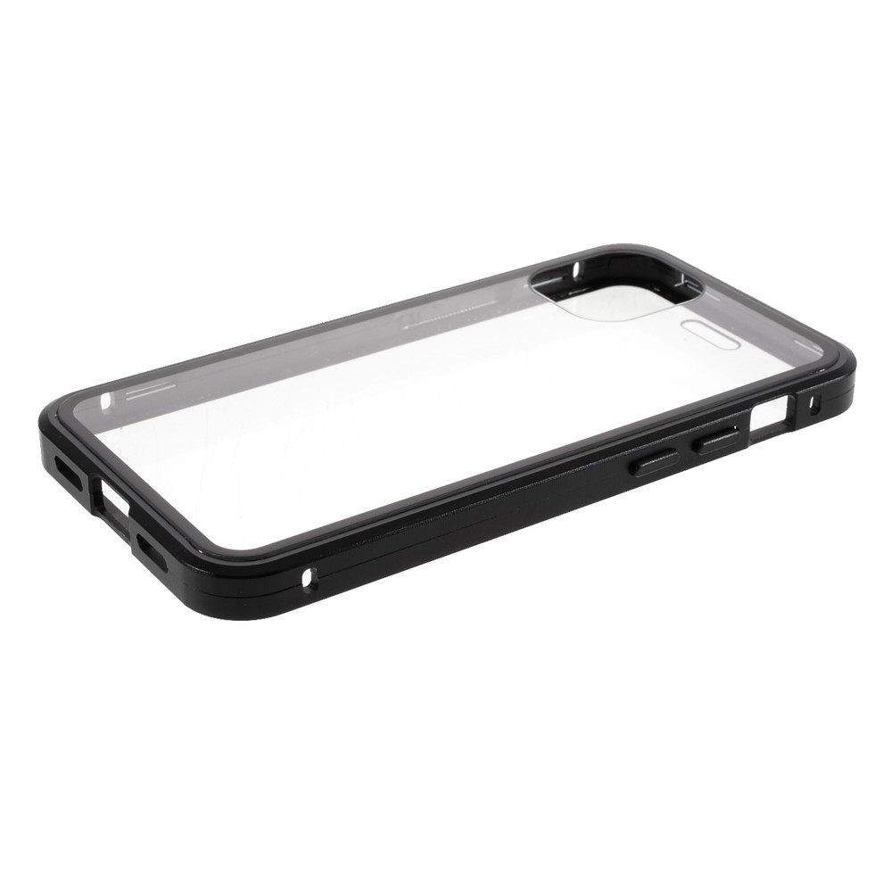 (Bubble Bag Package) Double-sided Tempered Glass + Magnetic Absorption Metal Frame Phone Case for iPhone 12 mini - Black-6
