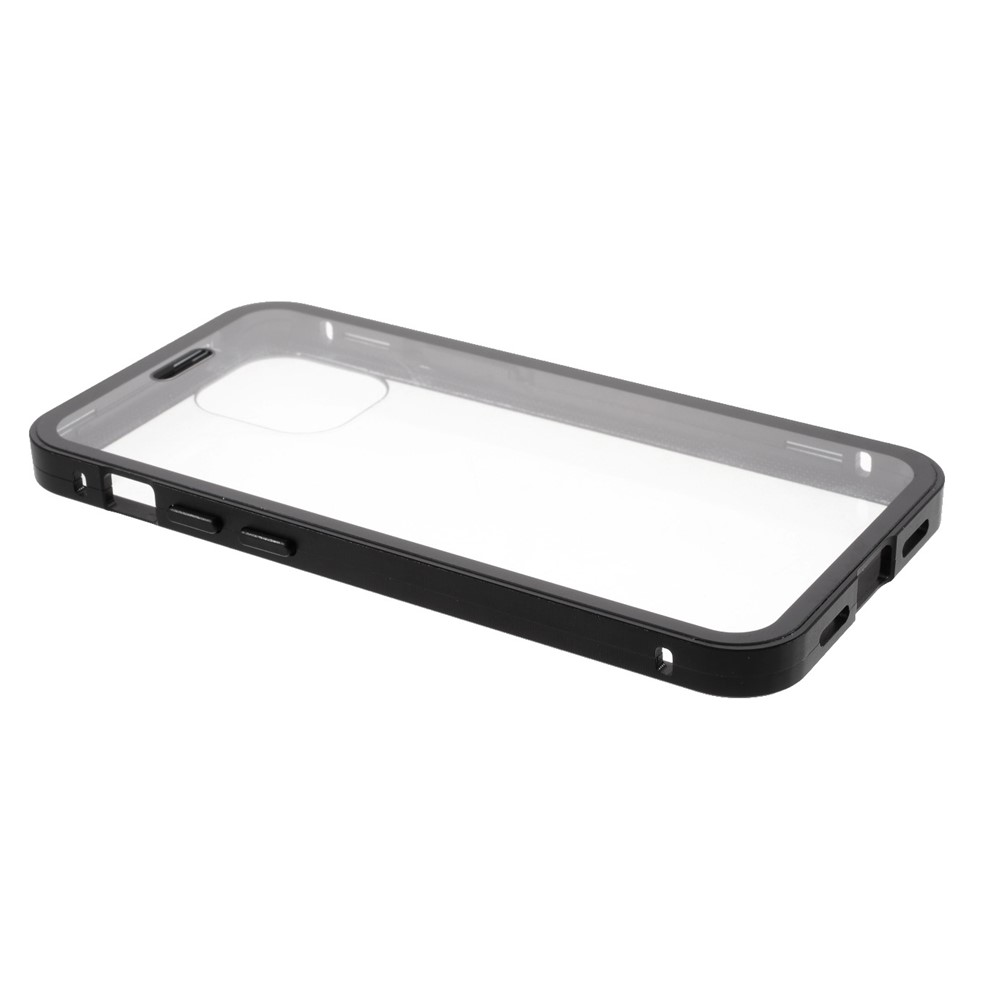 (Bubble Bag Package) Double-sided Tempered Glass + Magnetic Absorption Metal Frame Phone Case for iPhone 12 mini - Black-7