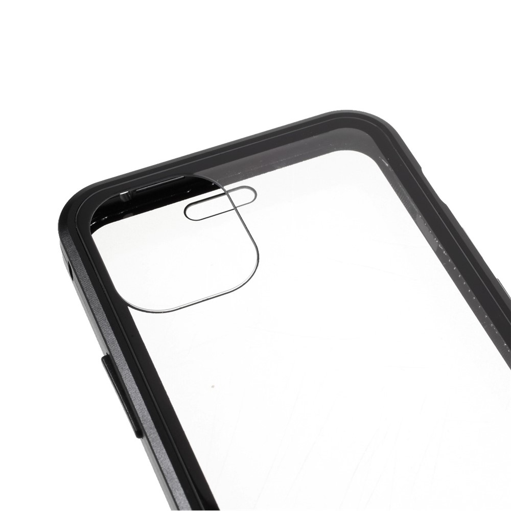 (Bubble Bag Package) Double-sided Tempered Glass + Magnetic Absorption Metal Frame Phone Case for iPhone 12 mini - Black-9