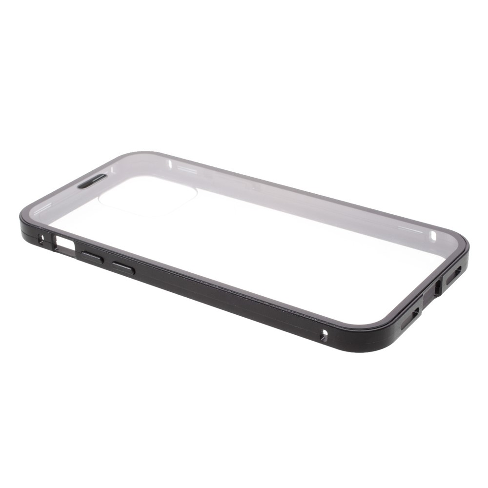 (Bubble Bag Package) Double-sided Tempered Glass Metal Frame Magnetic Full Coverage Phone Case for iPhone 12/12 Pro - Black-6