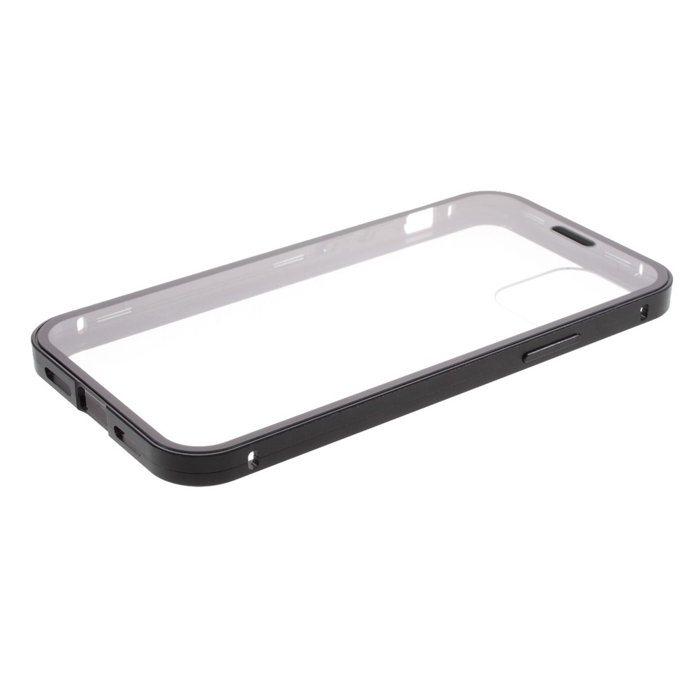 (Bubble Bag Package) Double-sided Tempered Glass Metal Frame Magnetic Full Coverage Phone Case for iPhone 12/12 Pro - Black-7