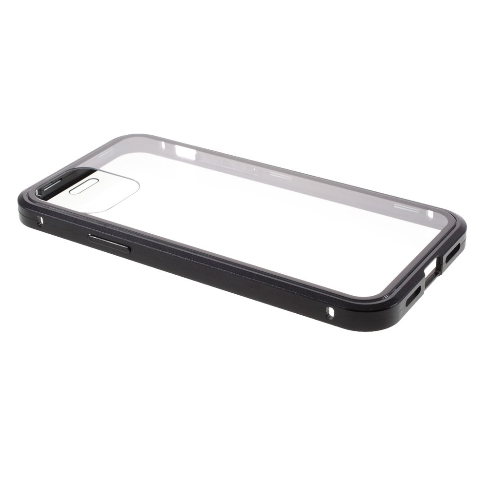 (Bubble Bag Package) Double-sided Tempered Glass Metal Frame Magnetic Full Coverage Phone Case for iPhone 12/12 Pro - Black-8