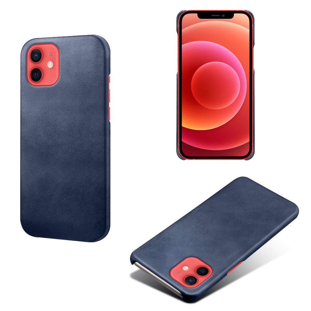 Precise Hole Opening PU Leather Coated PC Phone Back Case for iPhone 12 mini - Blue