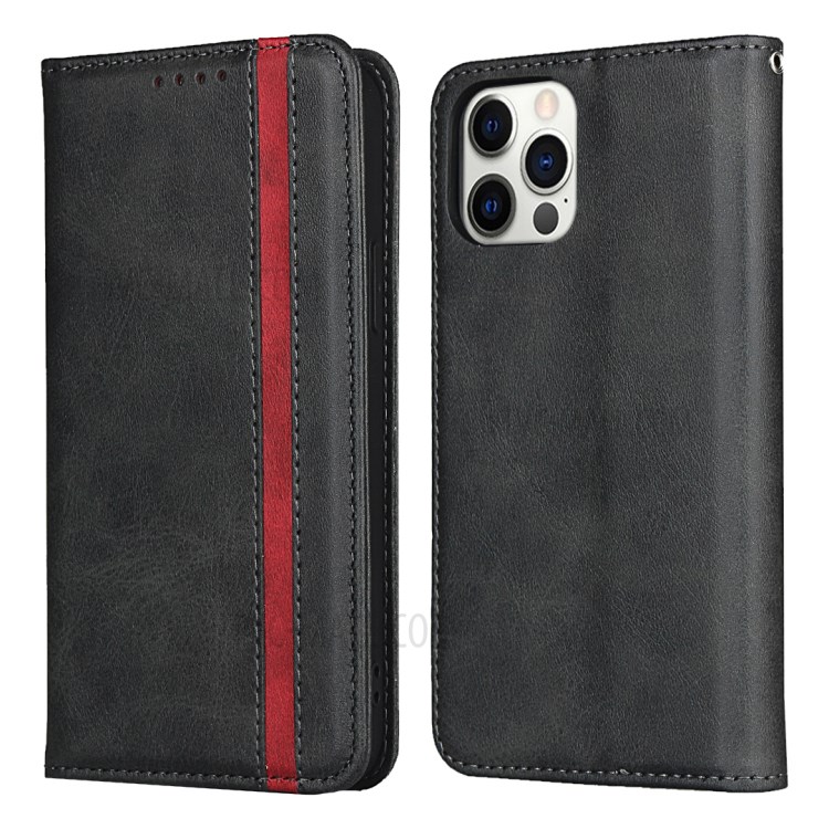 Auto-absorbed Texture Leather Stand Wallet Design Phone Case for iPhone 12 Pro Max - Black-2