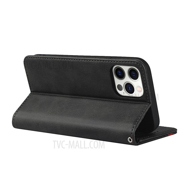 Auto-absorbed Texture Leather Stand Wallet Design Phone Case for iPhone 12 Pro Max - Black-7