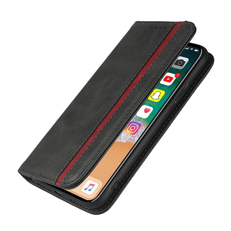 Auto-absorbed Texture Leather Stand Phone Case with Wallet Design for iPhone X / iPhone XS 5.8-inch - Black-10