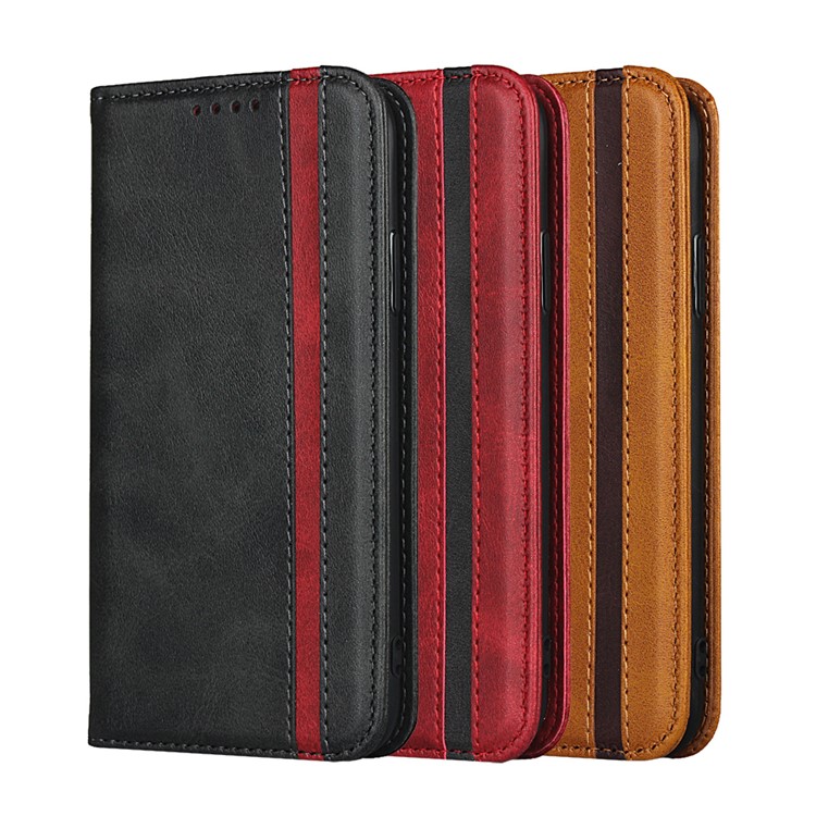Auto-absorbed Texture Leather Stand Phone Case with Wallet Design for iPhone X / iPhone XS 5.8-inch - Black-3