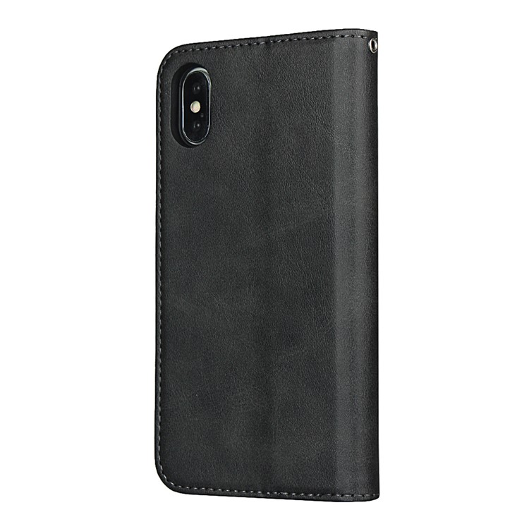 Auto-absorbed Texture Leather Stand Phone Case with Wallet Design for iPhone X / iPhone XS 5.8-inch - Black-6