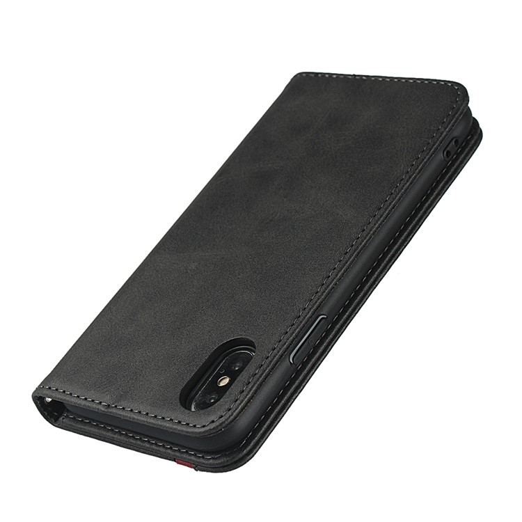 Auto-absorbed Texture Leather Stand Phone Case with Wallet Design for iPhone X / iPhone XS 5.8-inch - Black-9