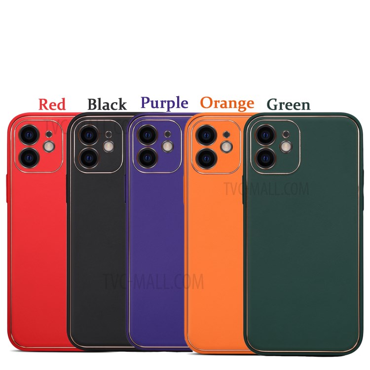 Plating Genuine Leather Coated TPU Case for iPhone 12 Pro - Green-9