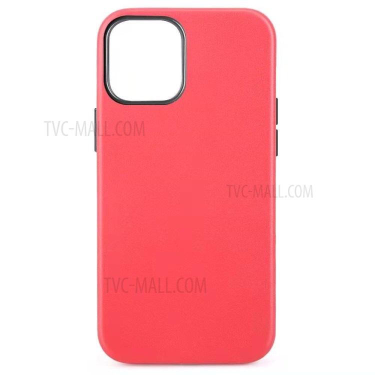 Magsafe Leather Coated PC Phone Magnetic Absorption Function Back Cover Shell for iPhone 12/12 Pro - Red-4