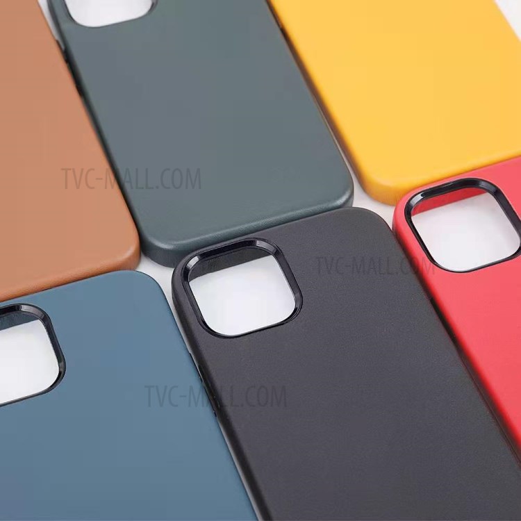 Magsafe Leather Coated PC Phone Magnetic Absorption Function Back Cover Shell for iPhone 12/12 Pro - Red-7