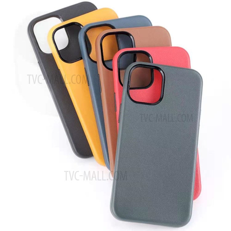Magsafe Leather Coated PC Phone Magnetic Absorption Function Back Cover Shell for iPhone 12/12 Pro - Red-8