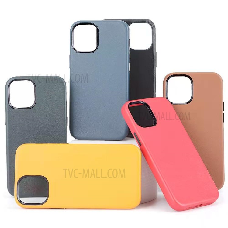Magsafe Leather Coated PC Phone Magnetic Absorption Function Back Cover Shell for iPhone 12/12 Pro - Red-9