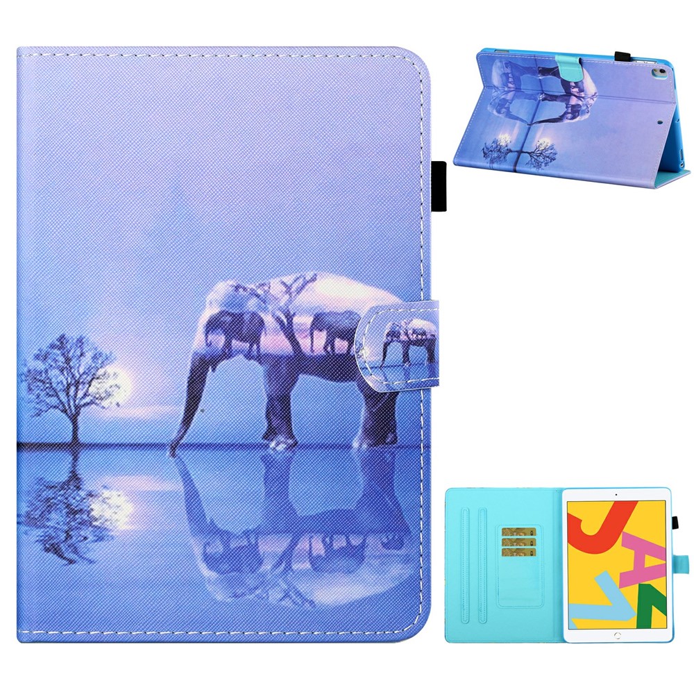 Pattern Printing Leather Stand Tablet Cover Shell for iPad 10.2 (2021)/(2020)/(2019)/iPad Air 10.5 inch (2019) - Elephant