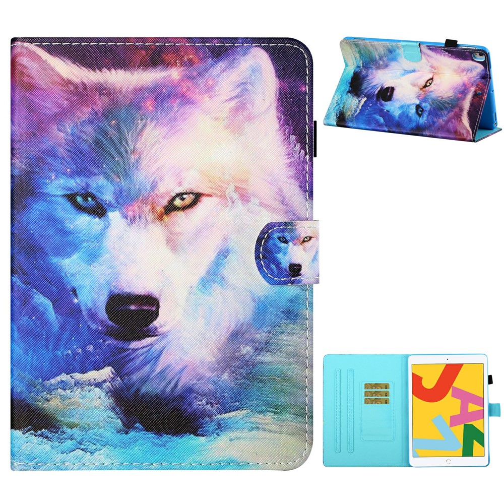 Pattern Printing Leather Stand Tablet Cover Shell for iPad 10.2 (2021)/(2020)/(2019)/iPad Air 10.5 inch (2019) - Wolf