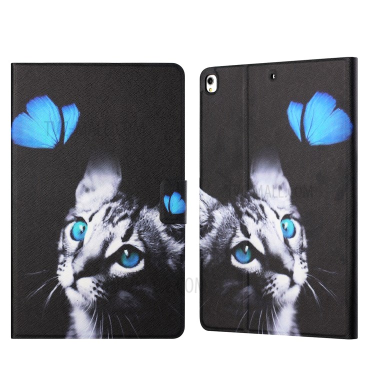 Distinctive Patterned Protector for iPad 10.2 (2020)/(2019)/iPad Air 10.5 inch (2019) Card Slots Stand Cover - Cat and Butterfly-1