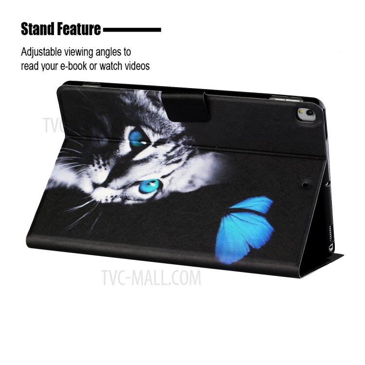 Distinctive Patterned Protector for iPad 10.2 (2020)/(2019)/iPad Air 10.5 inch (2019) Card Slots Stand Cover - Cat and Butterfly-5
