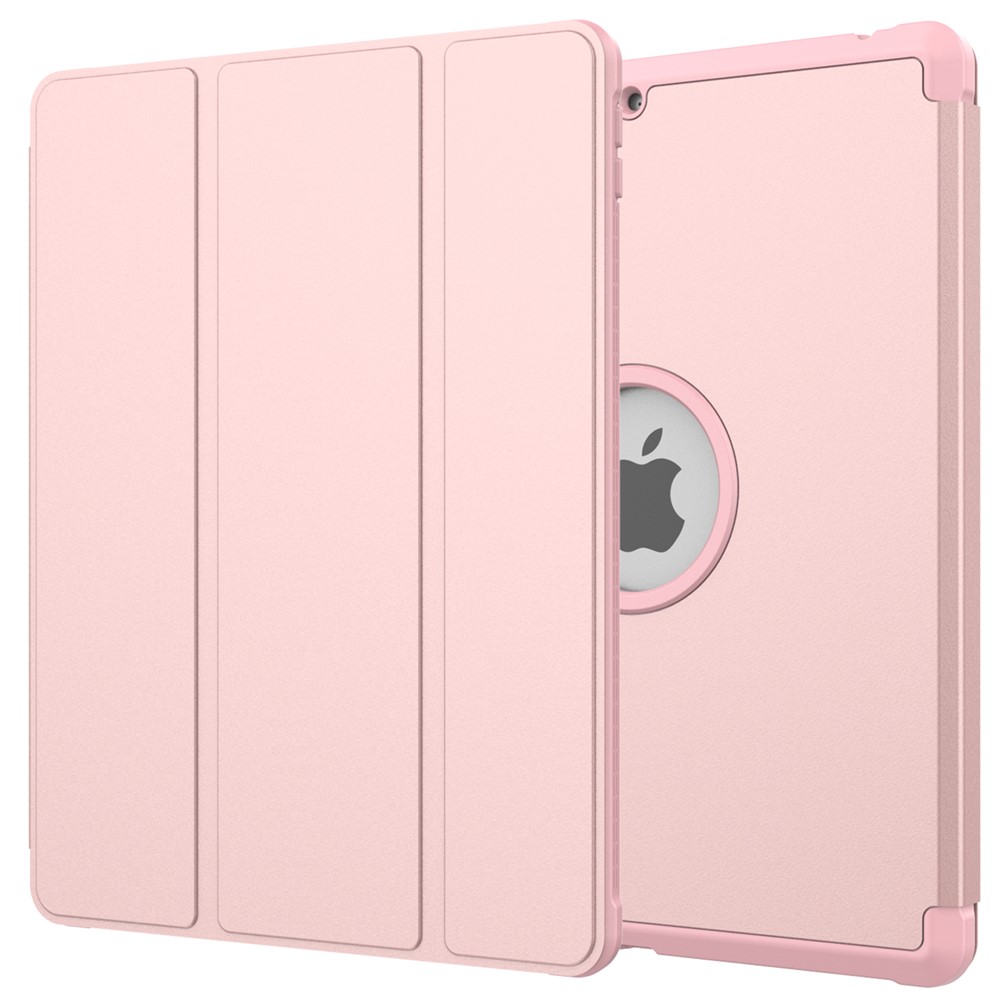 Tri-fold Stand for iPad 10.2 (2021)/(2020)/(2019) PU Leather Tablet Cover with Pen Holder - Pink