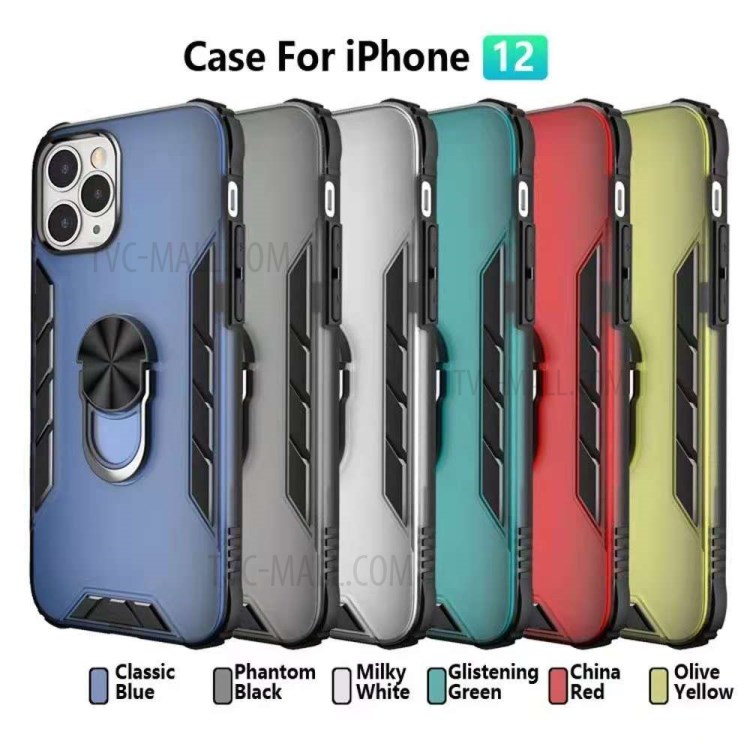 2-in-1 TPU + PC + Metal Cover Case with Metal Sheet + Ring Kickstand for iPhone 12 Pro / iPhone 12 - Black-2