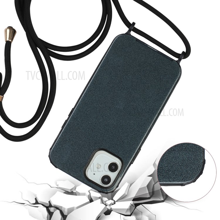 Multi-function Strap Easy Attachment Soft TPU Phone Case with Glitter Powder Design for iPhone 12/12 Pro - Black-3
