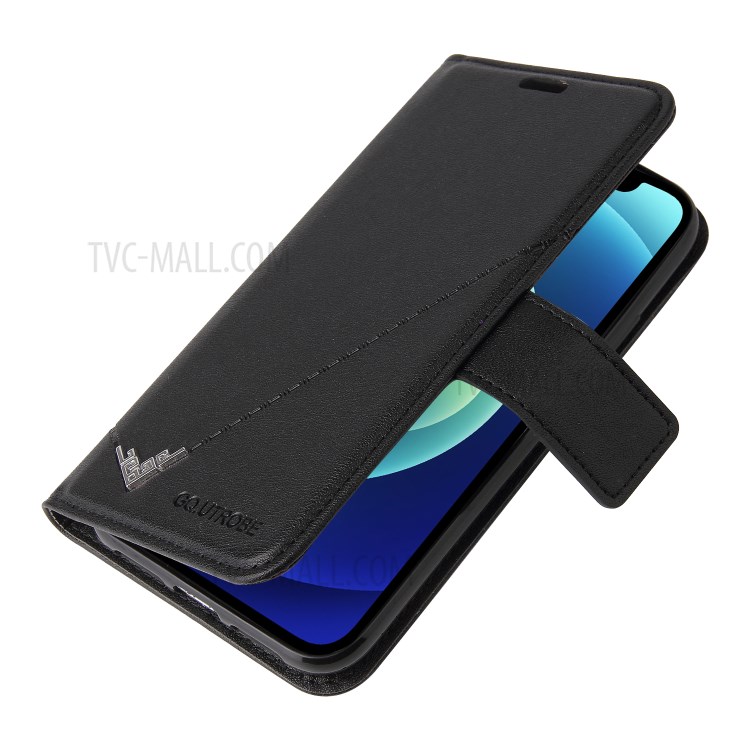 GQ.UTROBE Rectangular Metal Decor Stand Leather Cover for iPhone 12 Mini - Black-3