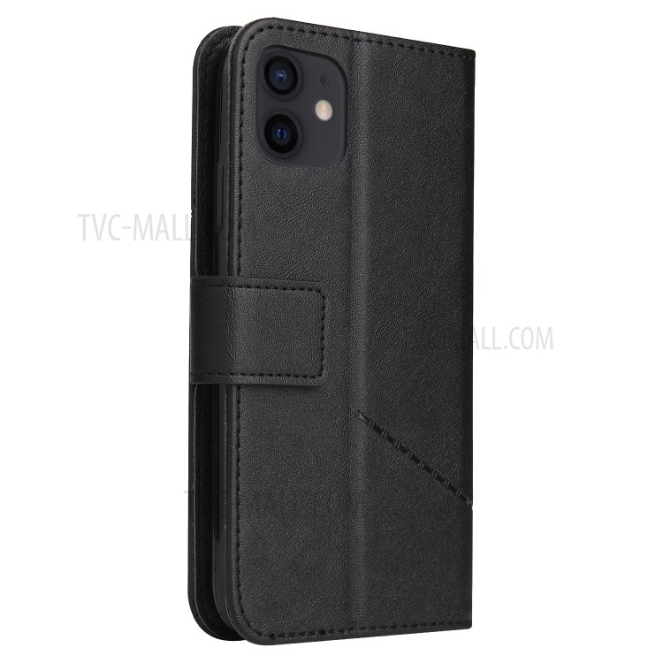 GQ.UTROBE Rectangular Metal Decor Stand Leather Cover for iPhone 12 Mini - Black-7