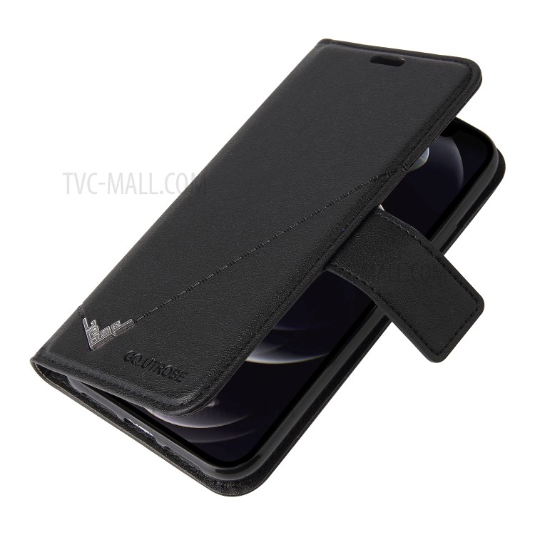 GQ.UTROBE Rectangular Metal Decor Stand Leather Cover for iPhone 12 Pro / iPhone 12 - Black-3