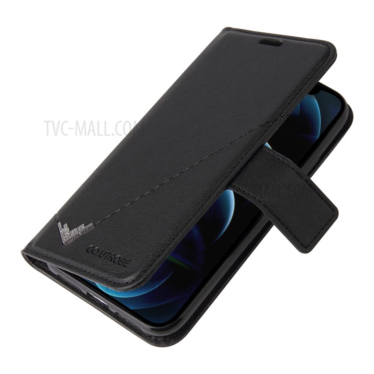 GQ.UTROBE Rectangular Metal Decor Stand Leather Case Cover for iPhone 12 Pro Max - Black-3