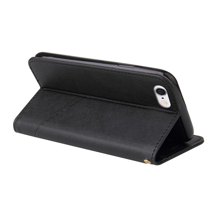 GQ.UTROBE Rectangular Metal Decor Stand Leather Cover for iPhone SE (2nd Generation)/8/7 - Black-2