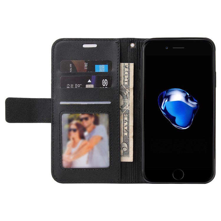 GQ.UTROBE Rectangular Metal Decor Stand Leather Cover for iPhone SE (2nd Generation)/8/7 - Black-4