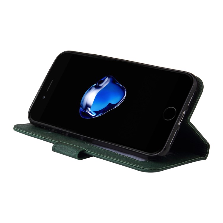 Gq.. Utrobe Rechteckige Metalldekor-Stand-Lederabdeckung Für IPhone SE (2. Generation) / 8/7 - Grün-5