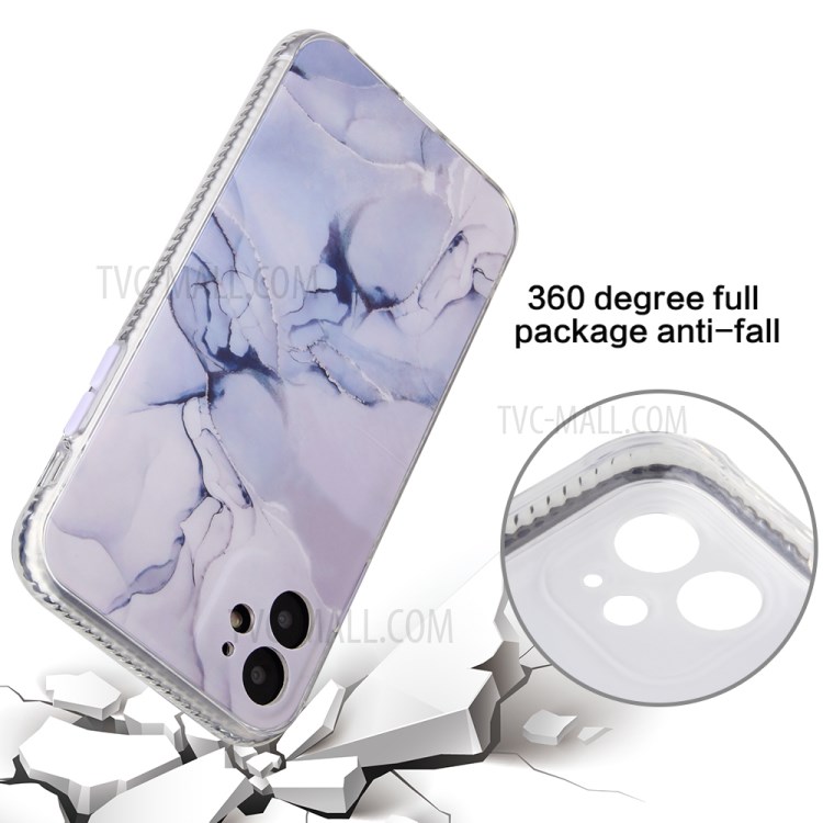 For iPhone 11 6.1 inch Coloured Glaze Marble Pattern PC Back TPU Case - Light Purple-2
