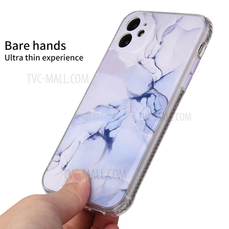 For iPhone 11 6.1 inch Coloured Glaze Marble Pattern PC Back TPU Case - Light Purple-3