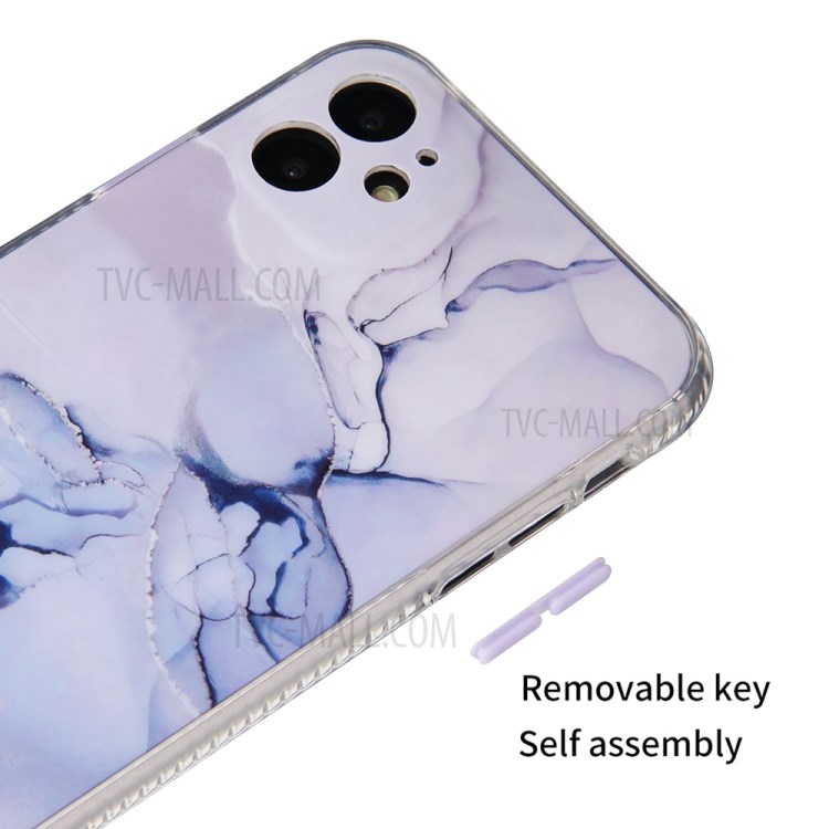 For iPhone 11 6.1 inch Coloured Glaze Marble Pattern PC Back TPU Case - Light Purple-4