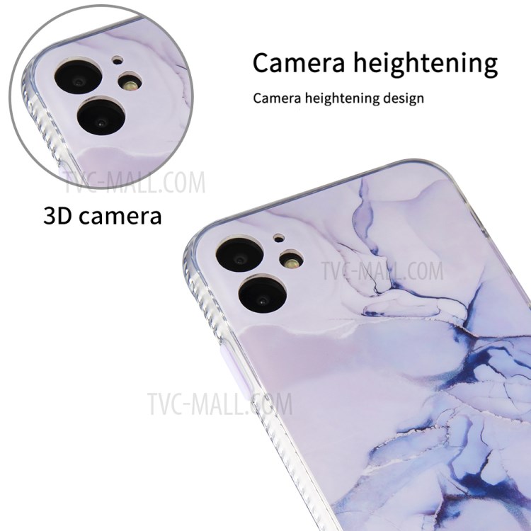For iPhone 11 6.1 inch Coloured Glaze Marble Pattern PC Back TPU Case - Light Purple-5