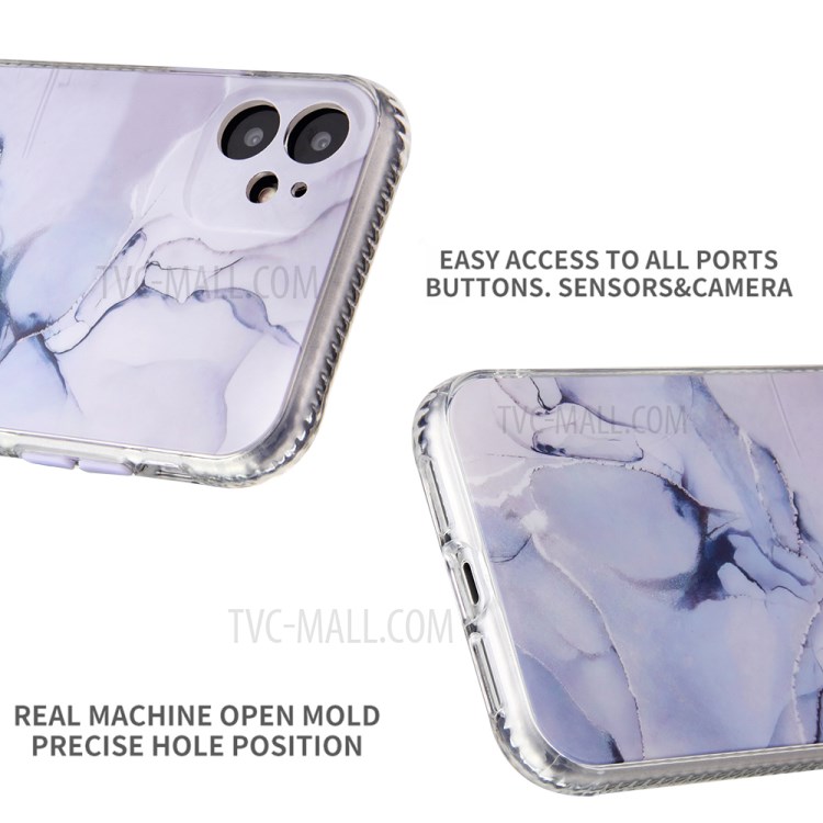 For iPhone 11 6.1 inch Coloured Glaze Marble Pattern PC Back TPU Case - Light Purple-6