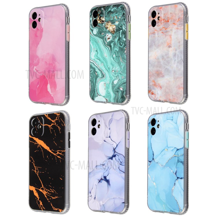 For iPhone 11 6.1 inch Coloured Glaze Marble Pattern PC Back TPU Case - Light Purple-8