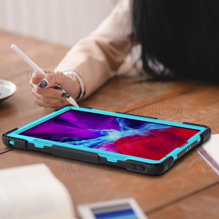 Thicken Kickstand PC Silicone Hybrid Shell Case with Adjustable Strap for iPad Pro 12.9-inch (2020)/(2018) - Baby Blue-23