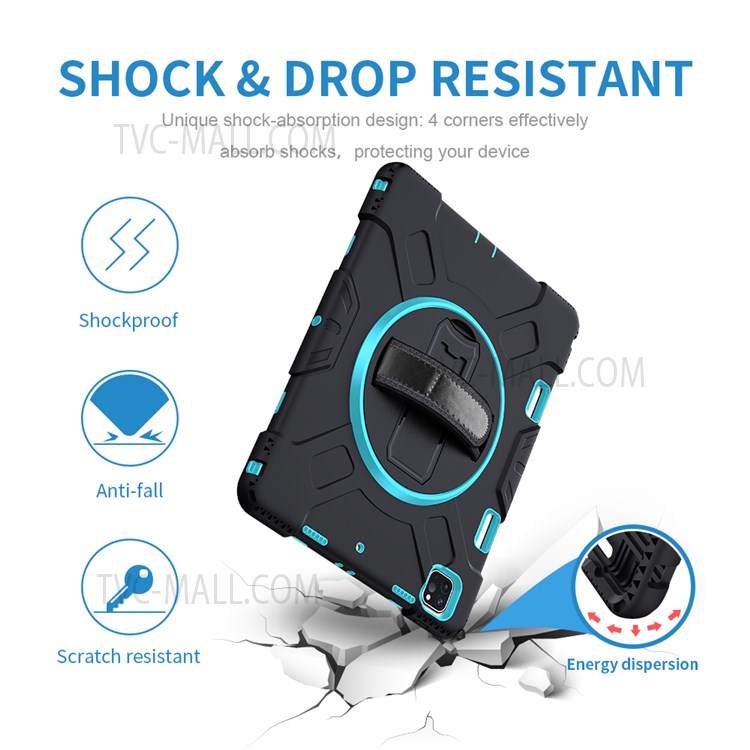 Thicken Kickstand PC Silicone Hybrid Shell Case with Adjustable Strap for iPad Pro 12.9-inch (2020)/(2018) - Baby Blue-4