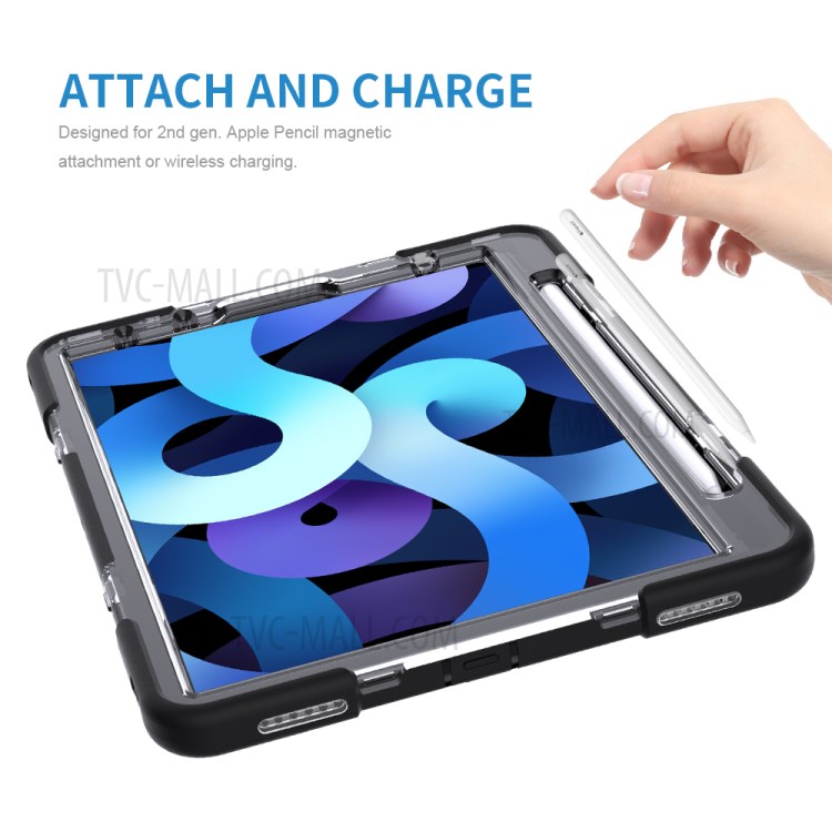 Thicken Kickstand for iPad Pro 11-inch (2020)/(2018) Clear PC Silicone Hybrid Case with Adjustable Strap-10