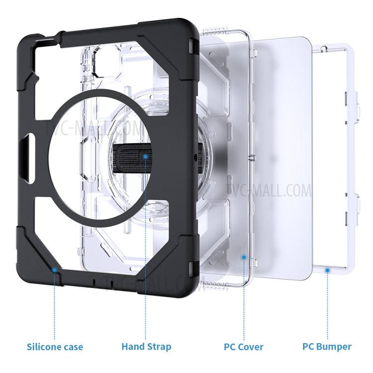 Thicken Kickstand for iPad Pro 11-inch (2020)/(2018) Clear PC Silicone Hybrid Case with Adjustable Strap-15