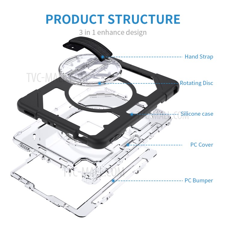 Thicken Kickstand for iPad Pro 11-inch (2020)/(2018) Clear PC Silicone Hybrid Case with Adjustable Strap-16
