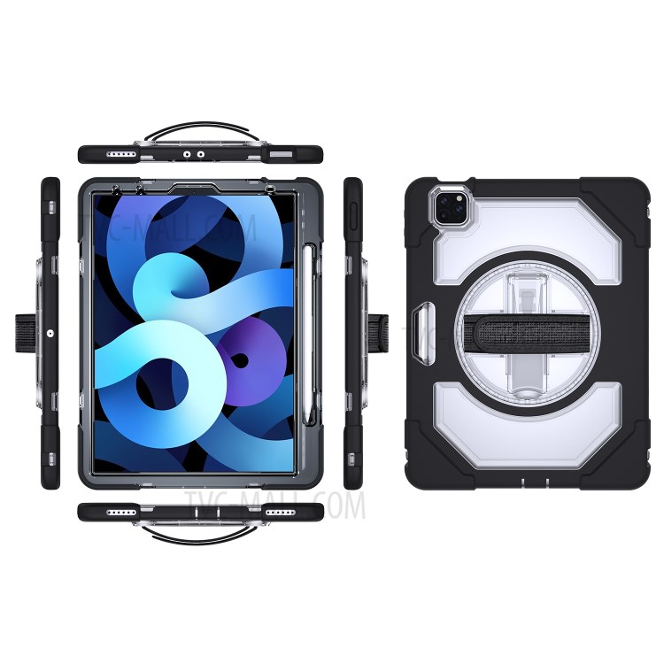Thicken Kickstand for iPad Pro 11-inch (2020)/(2018) Clear PC Silicone Hybrid Case with Adjustable Strap-2