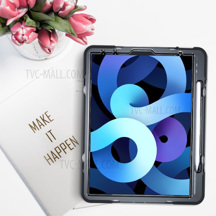 Thicken Kickstand for iPad Pro 11-inch (2020)/(2018) Clear PC Silicone Hybrid Case with Adjustable Strap-20