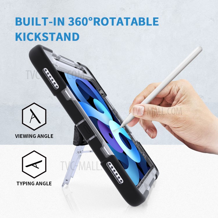 Thicken Kickstand for iPad Pro 11-inch (2020)/(2018) Clear PC Silicone Hybrid Case with Adjustable Strap-21